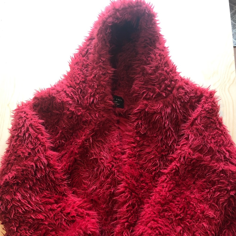 Red fuzzy coat